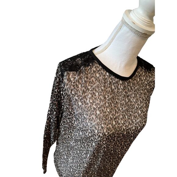 Zara Animal print long sleeve top Lace Detail L - Picture 2 of 5